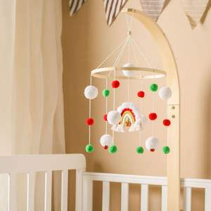 Style nordique <span class=keywords><strong>noël</strong></span> coloré boule <span class=keywords><strong>de</strong></span> laine arc-en-ciel lit cloche bébé berceau main-oeil Coordination jouets lit cloche lit suspendu - Product Image 2