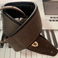 Cinto de guitarra elétrica e acústica, confortável, alça de couro, comprimento ajustável, soldado marca