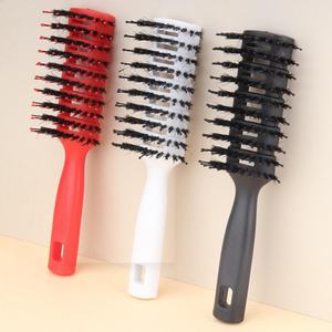 Brosse de massage professionnelle pour salon, peigne de barbier, brosse à cheveux en poils de sanglier, brosse plate pour cheveux mouillés - Product Image 2