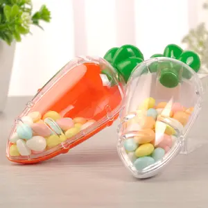 Pretty Easter Gift Clear Plastic Carrot Divide Color Valentines Candy Box Easter Rabbit Gift Storage Case Favors Easter Decor