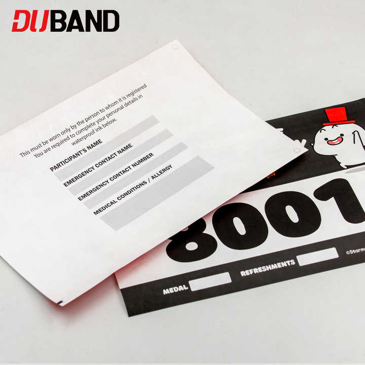 Personalized Tyvek Race Bib Number with Barcode and QR Code Printing ...