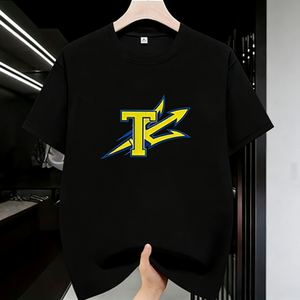 Camiseta con Gráfico del <span class=keywords><strong>Tridente</strong></span> Letra T, Estilo Deportivo, para Fanáticos de Equipos Deportivos, Manga Corta, Oversize, de Algodón, Estilo Urbano, Informal - Product Image 1