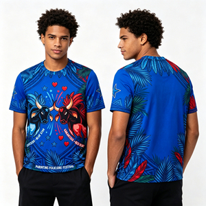 T-shirt formel personnalisé pour le festival du folklore, impression numérique, motif Boi <span class=keywords><strong>Bumba</strong></span> Caprichoso, bleu, pour le marché brésilien - Product Image 1