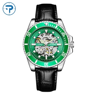 PINTIME, nuevo diseño, reloj verde para zurdo con correa de cuero, reloj de diseñador de lujo Destro, reloj mecánico automático para hombres - Product Image 1