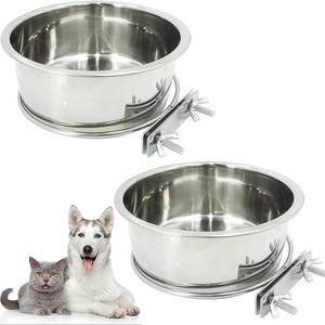 ชามแขวนสแตนเลสสำหรับสัตว์เลี้ยง ชามอาหารน้ำสำหรับนกแก้ว กระต่าย พร้อมตะขอ - Product Image 2