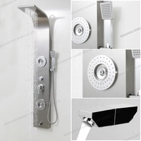 Système de tour de panneau de douche thermostatique en acier inoxydable avec jets de cascade de pluie Motif de pulvérisation de massage doux