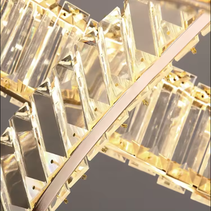 Lámpara colgante de acero de tendencia, candelabro de cristal K9 de lujo moderno de color champán decorativo - Product Image 5