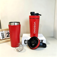 Bouteille shaker à protéines en acier inoxydable avec logo personnalisé, marque privée, mélangeur en métal 304, OEM ODM, vente en gros pour la salle de sport