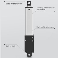 Actionneur linéaire DC haute vitesse Hoodland 150 mm/s, force 200 N, 12 V/24 V, moteur compact pour robotique et ouvre-fenêtre