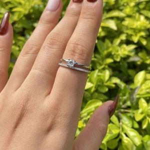Dylam Simple Elegant Party Square Diamond Baguette Cut Engagement <b>Rings</b> <b>Solitaire</b> Stackable Wedding <b>Rings</b> - Product Image 6