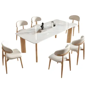 Muebles de China, mesa de comedor, mesa de mármol de diseño moderno, muebles de comedor, mesa de comedor, juego de sillas de lujo con madera maciza Bsae