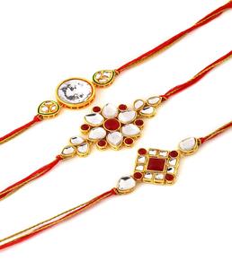 สร้อยข้อมือคุนดันสีแดงทองสุดหรูสำหรับพี่ชายในเทศกาลราคชาบันธัน ของขวัญงานเทศกาลพื้นเมืองแบบดั้งเดิม - Product Image 1