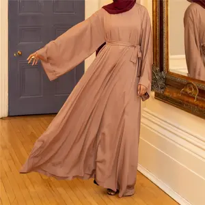 New Arrivals Abaya Dubai Turkey Solid Color Simple Modest Kaftan Islamic Clothing Abaya Muslim Dresses For Women