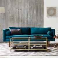 Produit phare : Canapé moderne trois places pour salon, super confortable, rembourré en éponge, en tissu velours bleu