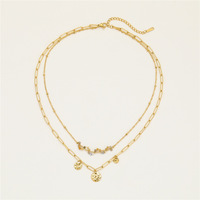 Collier avec pendentif en pierre naturelle multicolore et bracelets à double chaîne pour femmes, ensembles de bijoux en acier inoxydable