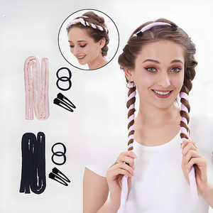 <span class=keywords><strong>Fer</strong></span> à <span class=keywords><strong>boucler</strong></span> sans chaleur de 1,6 mètre pour ondulations fines, sans dommage pour les cheveux, avec boucle éponge et ensemble de pinces à cheveux, outil de bouclage pour dormir - Product Image 1