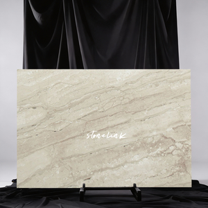 Mármol Aida, <span class=keywords><strong>Piedra</strong></span> Natural con Base Beige Intenso y Vetas Crema Sutiles, Baldosa de Mármol Resistente para Encimeras de Cocina y Áreas Exteriores - Product Image 2