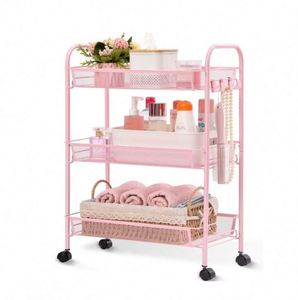 Chariot de Rangement en Métal à 3 Niveaux avec Roulettes, Organisateur de Cuisine, Supports et Étagères en Fer, Personnalisable avec Logo, Chariot Utilitaire Mobile Soudé - Product Image 3