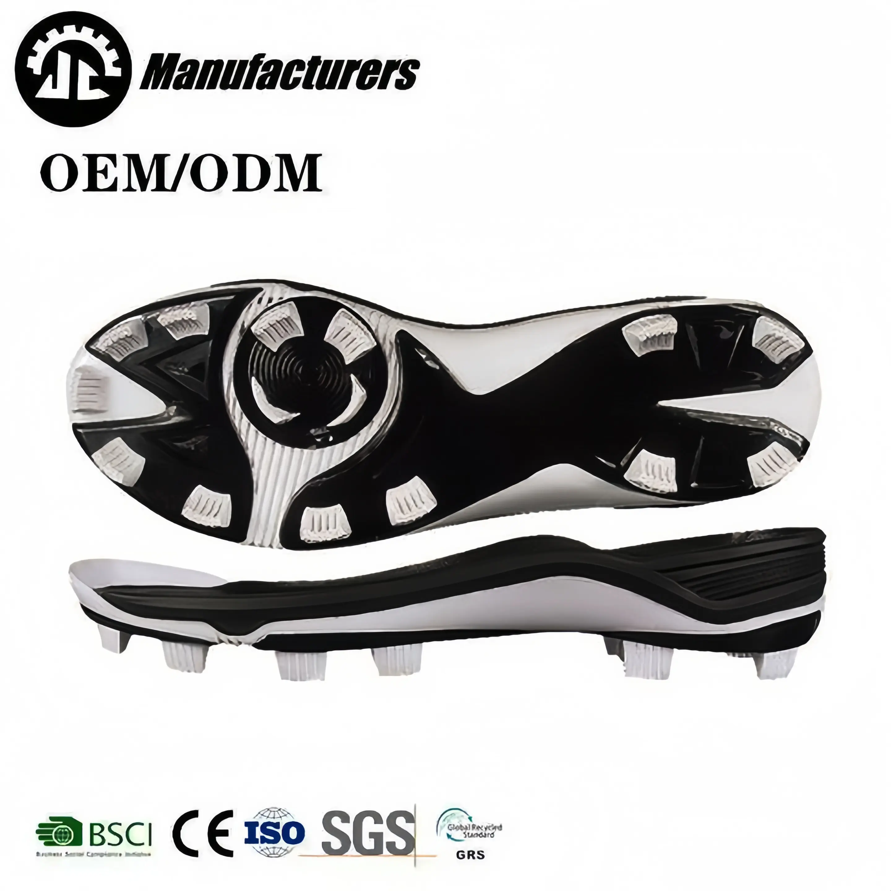 Usine personnalisée hommes formation de jeu professionnel semelle en crêpe baseball semelles antidérapantes de softball semelle de chaussure de baseball en TPU