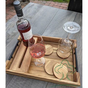 Bamboo Couch Snack <strong>Caddy</strong> with 2 Wine Glass Holder Couch bar Snack Box for Sofa Bed Food Box Snack Couch Tray - Product Image 4