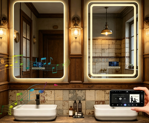 Smart LED Wooden Bathroom <b>Mirror</b> Wall-Mounted Touch Screen Vanity <b>Mirror</b> Illuminated <b>Makeup</b> Display Modern Design for Hotel Use - Product Image 4