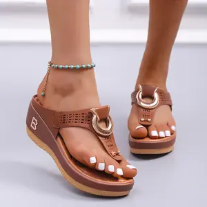 Factory hot sale trendy summer outdoor anti-slip platform chunky wedge heel sandals