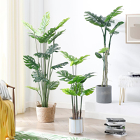 Tanaman Pot Palsu Bonsai Hijau Buatan dengan Alas Hitam, Hiasan Dalam Ruangan untuk Dekorasi Rumah, Ruang Tamu, dan Kantor