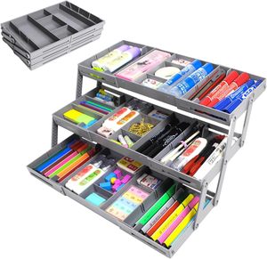 <span class=keywords><strong>Organizador</strong></span> de Cajones Plegable Inteligente de 1 Fila y 3 Niveles, <span class=keywords><strong>Organizador</strong></span> de Cajones Expandible para <span class=keywords><strong>Maquillaje</strong></span>, Joyería, Escritorio y Oficina - Product Image 1