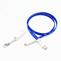 Cordon de cou personnalisé avec logo 6-en-1 par sublimation, câble de charge USB Type-C Micro 8 broches PD 60W à charge rapide, pour badge d'identification, cadeau