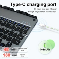 Keyboard Lipat BT Portabel Nirkabel Isi Ulang untuk iPad iPhone Android Tablet Laptop PC Perjalanan Kantor