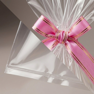 Grand sac en cellophane transparent plat OPP avec nœud de fermeture, sacs en cellophane haute brillance pour paniers-cadeaux et emballages de paniers de fruits - Product Image 6