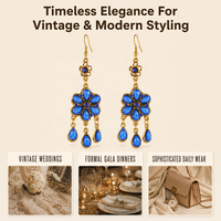 Boucles d'oreilles pendantes longues en alliage style bohème vintage avec fleurs, bijoux fantaisie pour femme, accessoires ethniques pour fêtes