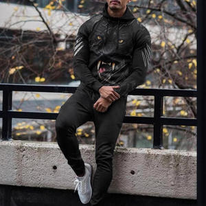 En stock, survêtement respirant en polyester/coton pour homme, mode automne, couleurs assorties, décontracté, impression 3D, sweat à capuche - Product Image 2