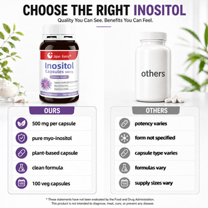 Fabricante de Suplementos Nutracéuticos de Inositol, 500 mg, Salud Celular y Apoyo Metabólico, Mio-Inositol, 100 Cápsulas de Inositol - Product Image 3