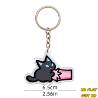 Porte-clés en acrylique chat noir mignon avec faisceau laser rose, breloque transparente double face pour clés, sacs et sacs à dos, accessoire pour amoureux des animaux