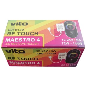 Contrôleur de bande LED Vito RF Touch Dimmer 12-24VDC 72-144W avec molette de couleur et télécommande - Product Image 2