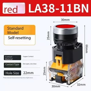 Interrupteur à bouton-poussoir circulaire à tête plate LA38-11BN - Momentané à réinitialisation automatique, autobloquant, marche-arrêt avec caractères et symboles 2 - Product Image 6