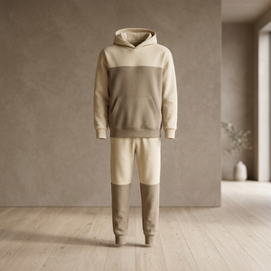 Ensemble de survêtement en molleton de coton color block pour homme, personnalisé, style streetwear, deux pièces, marque privée, vente en gros - Product Image 3
