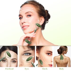 Bestseller Angepasstes Logo Grüner Jade Gesichtsroller Natürlicher Stein Gesichtsmassagegerät OEM Marke LRYS Modell Geschenk - Product Image 4