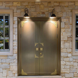Porte battante d'entrée commerciale en acier inoxydable de style français simple avec fonction d'étanchéité pour cour et usage extérieur - Product Image 1