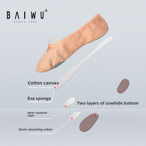 08B5B003 Baiwu, zapatos de <span class=keywords><strong>ballet</strong></span> elásticos plegables para niños y niñas, <span class=keywords><strong>suela</strong></span> dividida, Ropa de baile suave de lona - Product Image 4