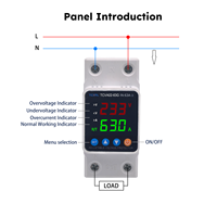 Protecteur de surtension et de sous-tension réglable 63A, dispositif de protection de tension et de courant sur rail DIN, 220V monophasé, haute qualité