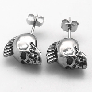 Pendientes Yunnique con diseño geométrico de calavera de esqueleto en acero de titanio, joyería de moda. - Product Image 1