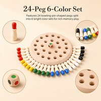 Jeu d'échecs de mémoire en bois, planche à chevilles de correspondance des couleurs avec chevilles champignons, ensemble de jouets éducatifs Montessori pour l'apprentissage précoce en maternelle