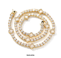 À la mode blanc plaqué or laiton Cz trèfle à quatre feuilles charme bijoux de mode collier pour femmes filles accessoires chaîne de Tennis