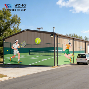 Structure en charpente PEB personnalisée pour arène de tennis intérieure, résistante aux charges de neige, durée de vie de 50 ans, certifiée ISO9001 pour les écoles de formation - Product Image 1