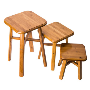 <b>Bamboo</b> <b>Stool</b> Round And Square 24Cm High For Home Children Adults Elderly With Environmentally Friendly Varnish - Product Image 5