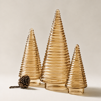 Ensemble de 3 arbres de Noël en verre côtelé, décorations de table pour les fêtes, en couleurs assorties