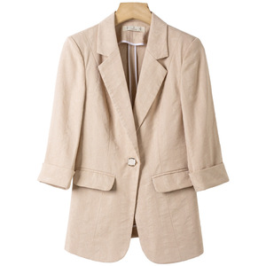 Women's Short Blazer White Solid Color Viscose Fiber No-Wrinkle Treatment For Commuters Spring Autumn 2025 - Product Image 5