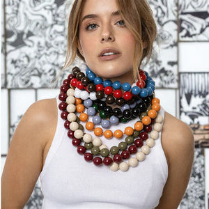 Collar de Cuentas Redondas de Plástico Ajustable, Hecho a Mano, Estilo Bohemio Vintage, Geométrico, Multicolor, para Unisex, de Zooying - Product Image 3